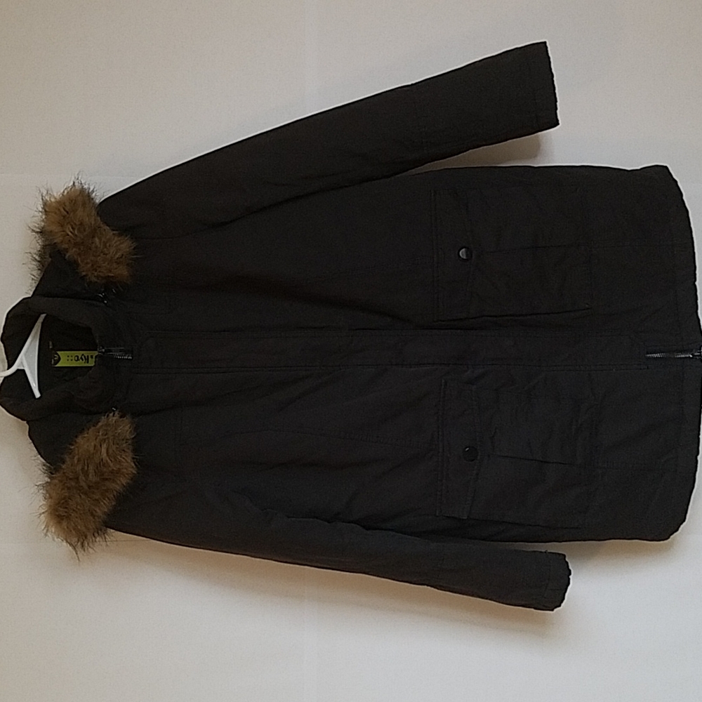 Soia & Kyo Dark Graphite Grey Insulated Parka with Hood Water Repellent Medium